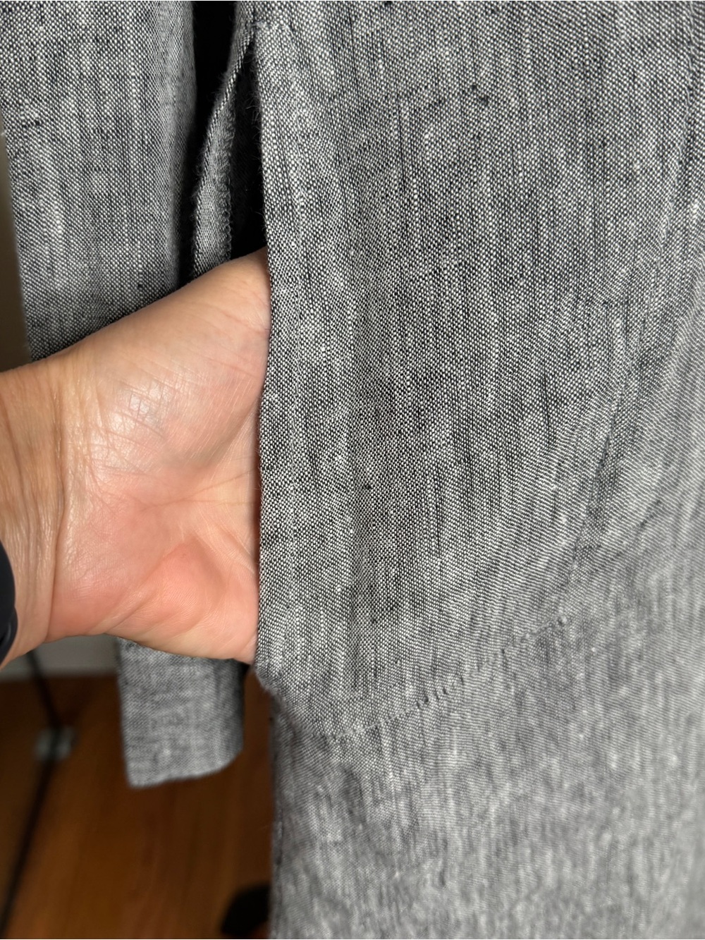 Crown Linen Designs 100% Linen Long Shirt Dress Button Front XL Gray - Picture 4 of 8